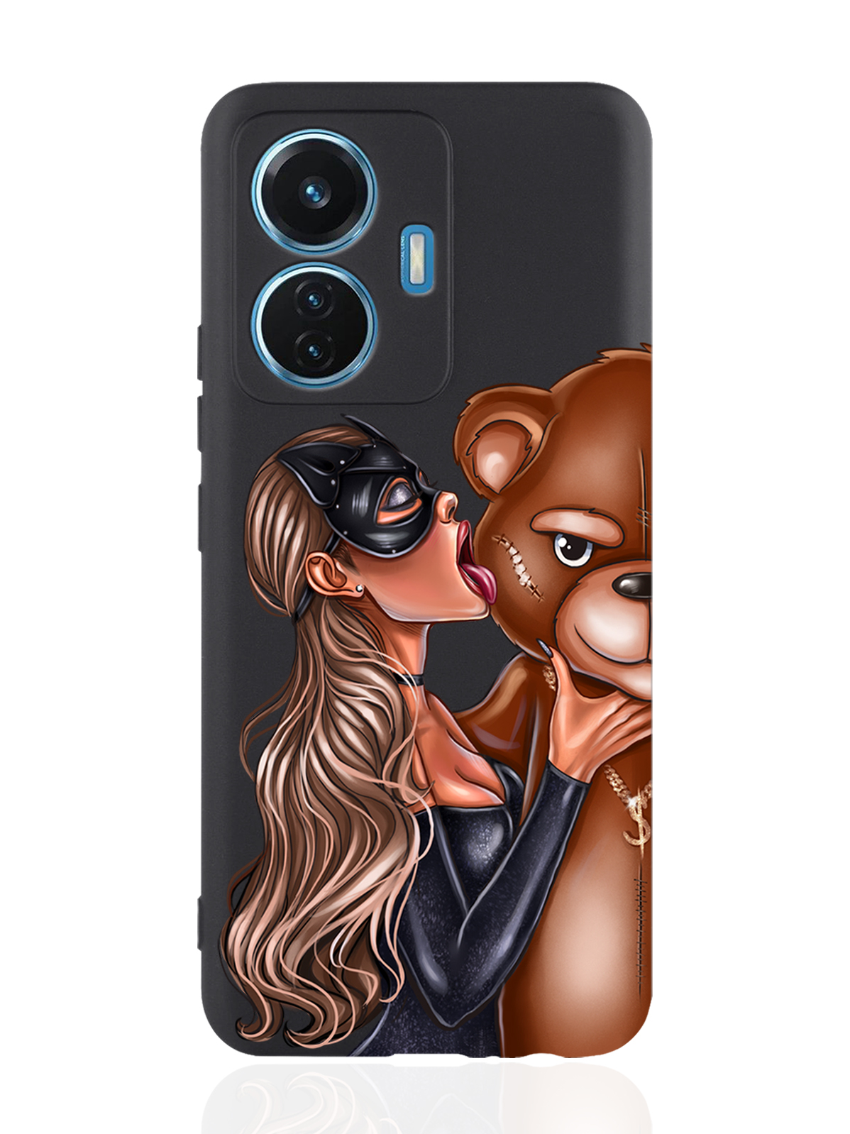 

Чехол MustHaveCase для Vivo T1/S15e Кошечка и мишка черный, Черный;коричневый