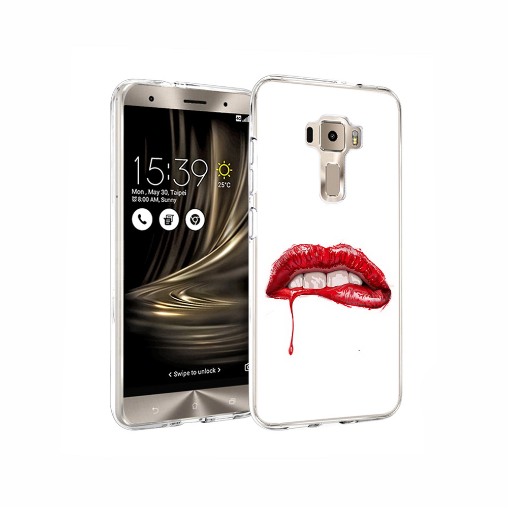 

Чехол MyPads Tocco для Asus ZenFone 3 яркие красные губы, Прозрачный, Tocco