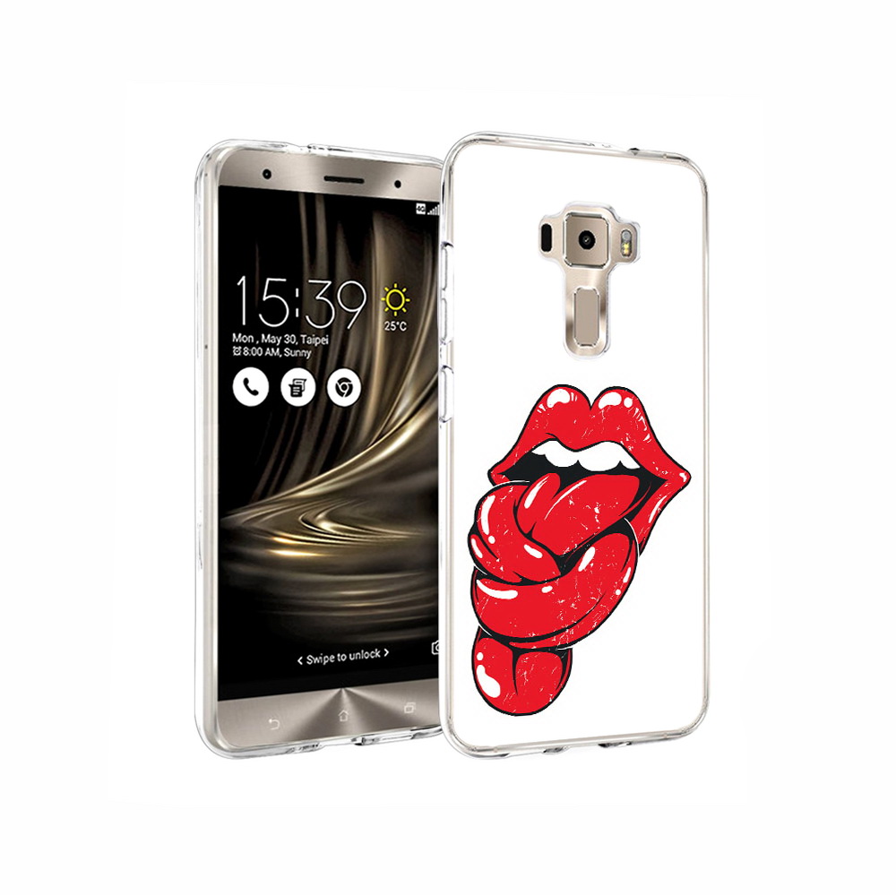 

Чехол MyPads Tocco для Asus ZenFone 3 яркие губы с языком, Прозрачный, Tocco