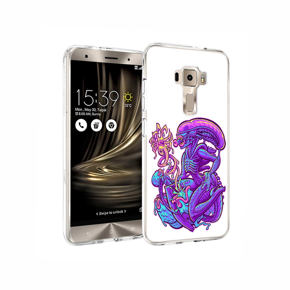 

Чехол MyPads Tocco для Asus ZenFone 3 чужой фиолетовый цвет, Прозрачный, Tocco