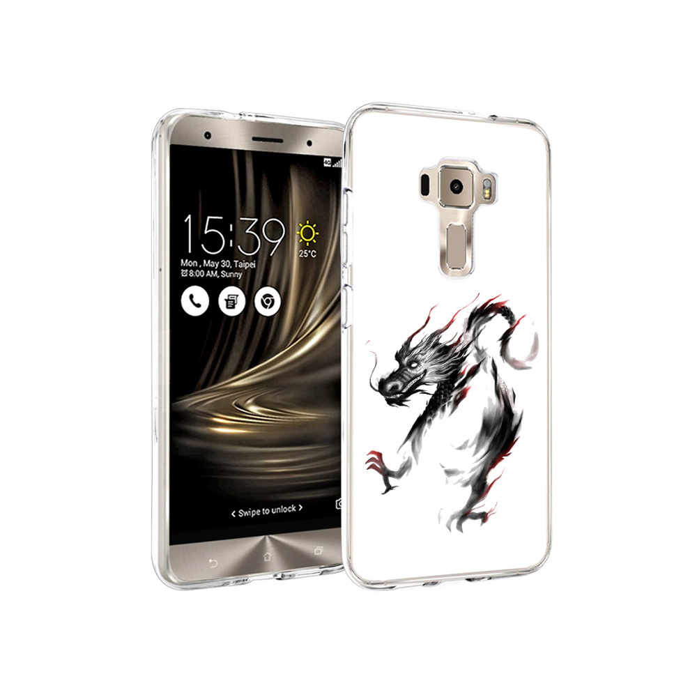 Чехол MyPads Tocco для Asus ZenFone 3 черный дракон