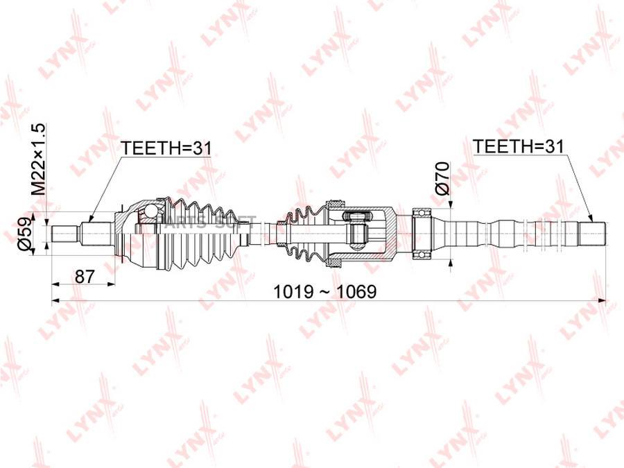 

Привод В Сборе Передний Правый LYNXauto арт. CD-1077