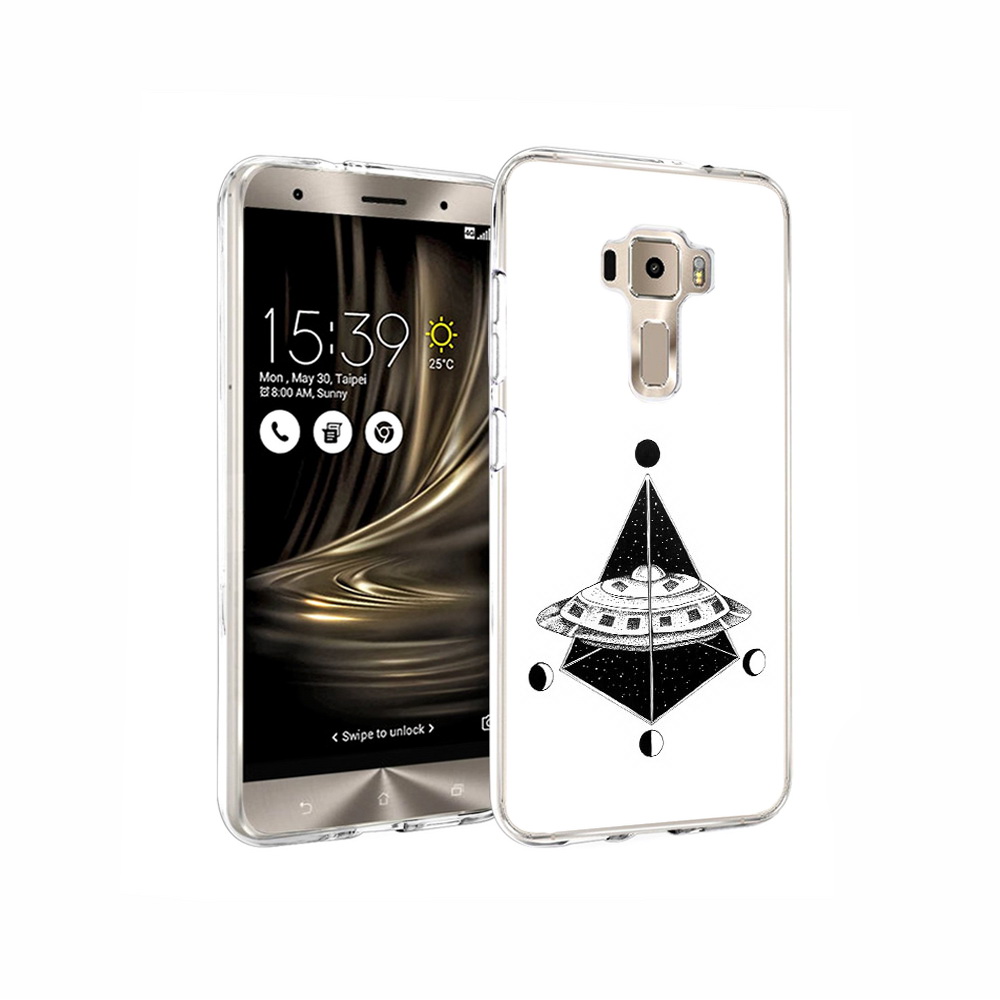 

Чехол MyPads Tocco для Asus ZenFone 3 черно белая летающая тарелка, Прозрачный, Tocco