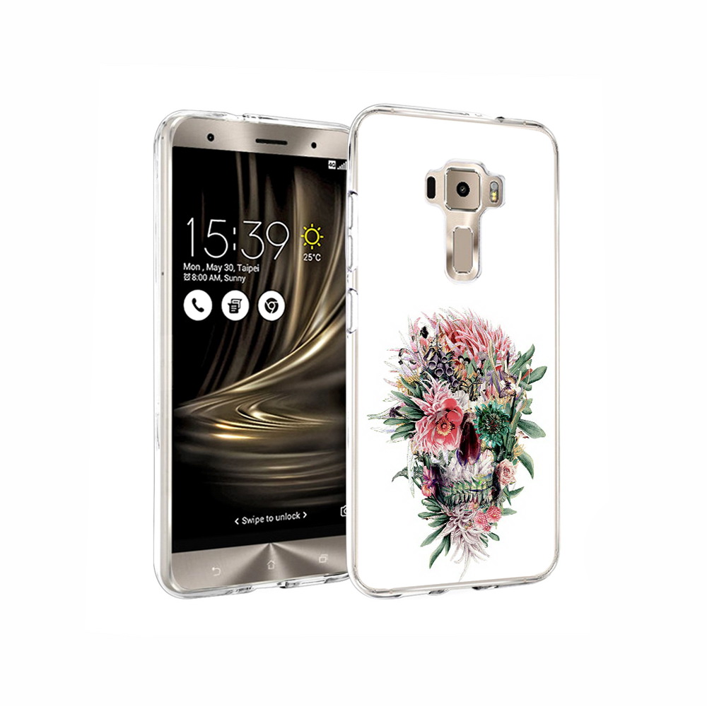 

Чехол MyPads Tocco для Asus ZenFone 3 череп из цветов, Прозрачный, Tocco
