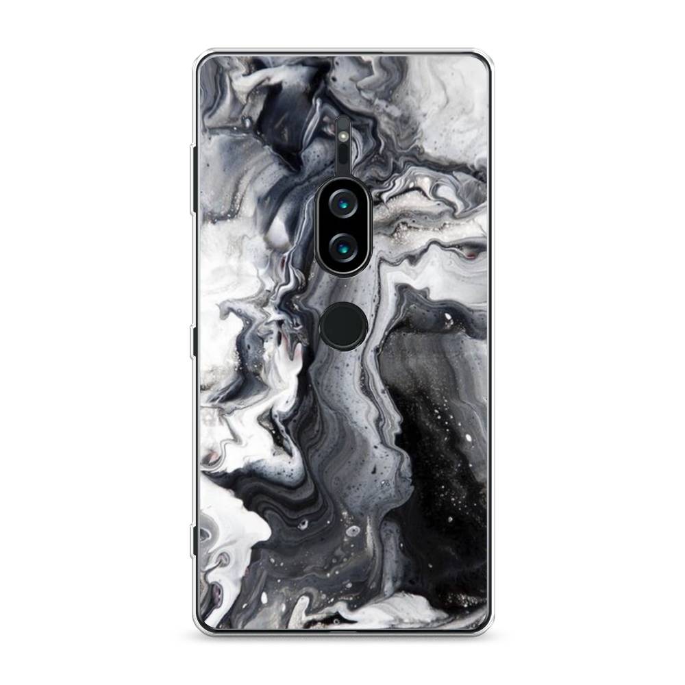 фото Силиконовый чехол "бело-черные сложные полосы" на sony xperia xz2 premium awog