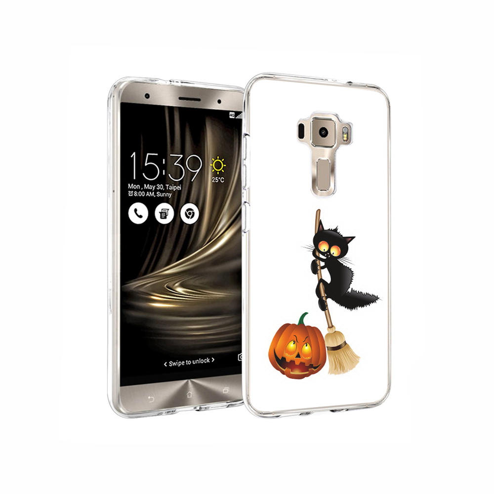 

Чехол MyPads Tocco для Asus ZenFone 3 хэлуинский котик, Прозрачный, Tocco