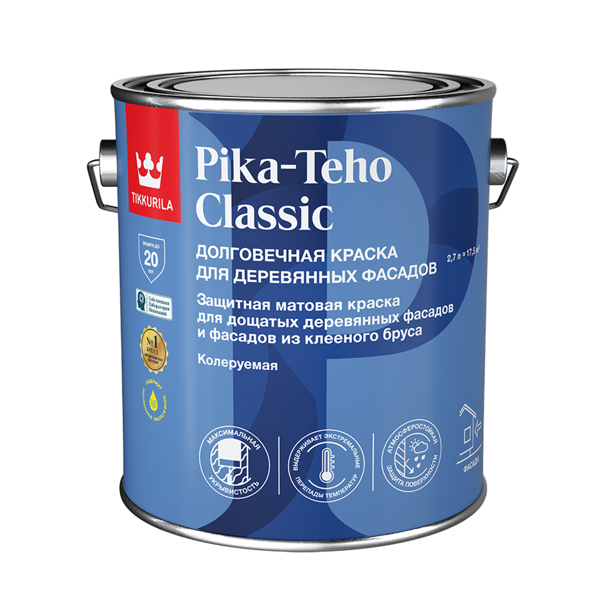 фото Краска для деревянных фасадов tikkurila pika-teho classic, матовая, база а, белая, 2,7 л