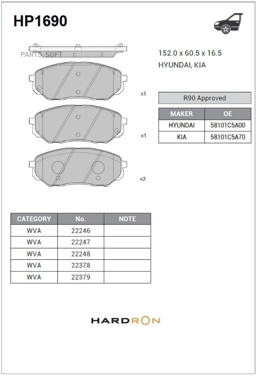

Тормозные колодки Sangsin brake передние HP1690