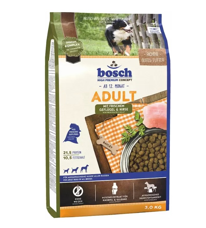 

Сухой корм для собак Bosch Adult, домашняя птица и просо, 3кг, Adult