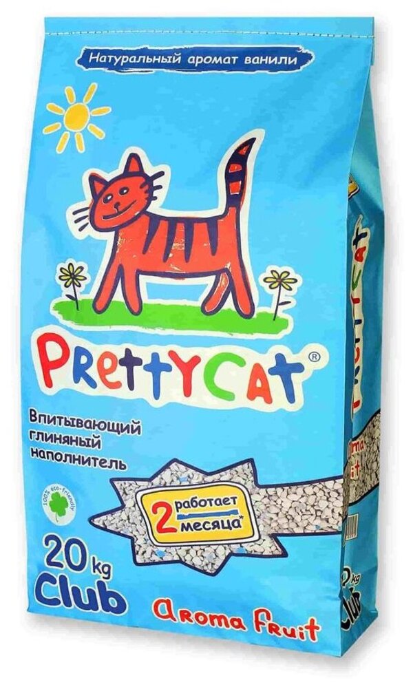фото Впитывающий наполнитель для кошек prettycat aroma fruit цеолит + силикагель, 20 кг