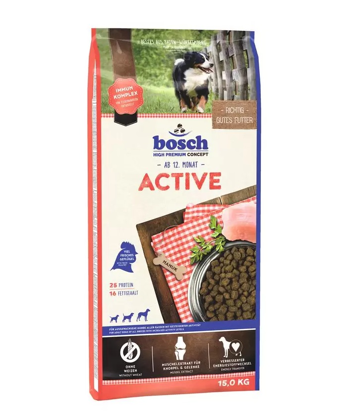 Сухой корм для собак Bosch Active, для активных, домашняя птица, 15кг