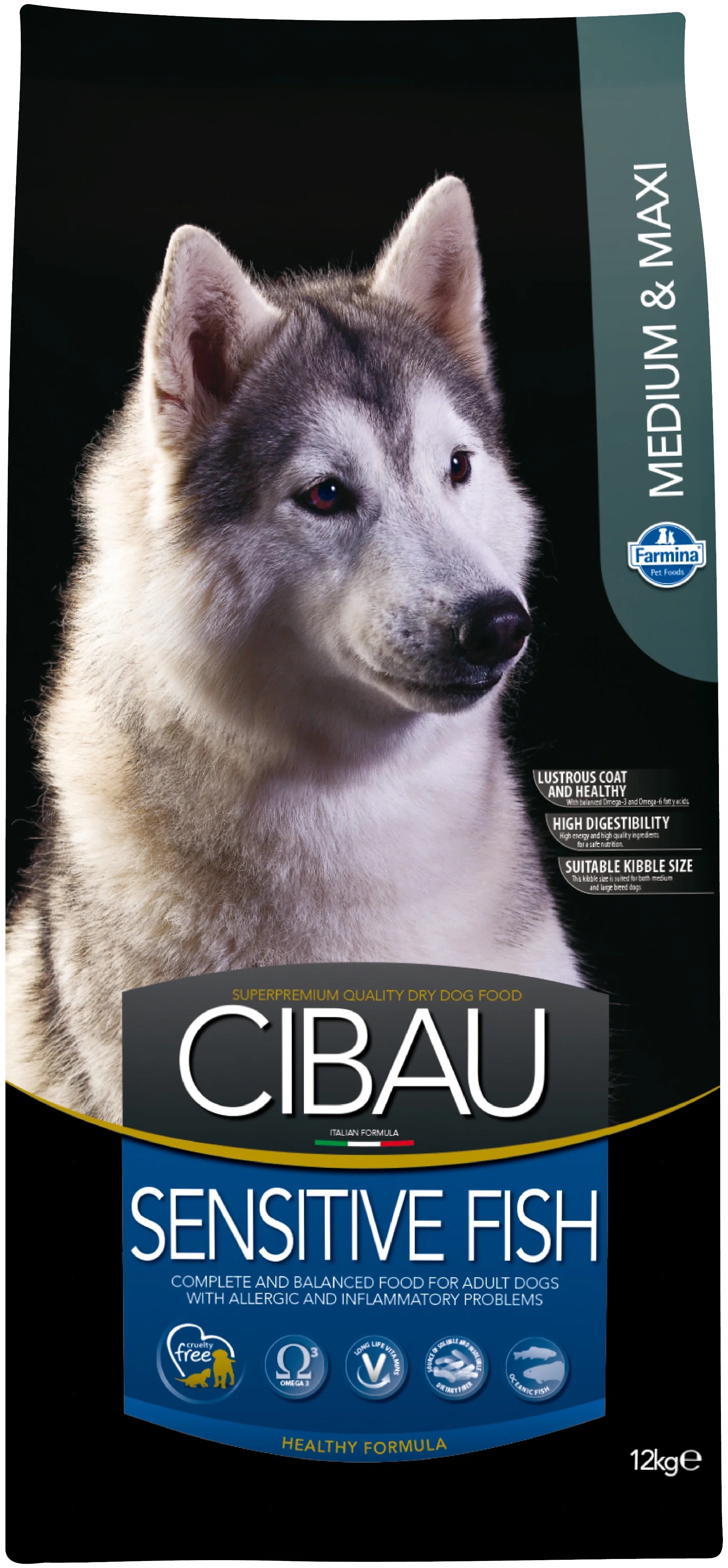 фото Сухой корм для собак farmina cibau adult medium & maxi sensitive, рыба, 12кг