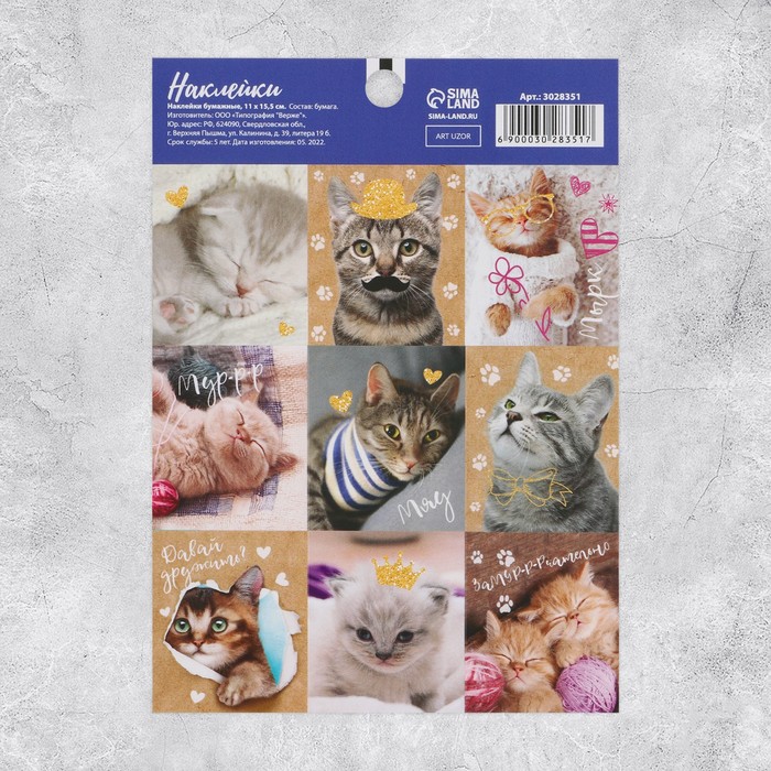 

Наклейки «Замуррчательные котики», 11 х 15,5 см