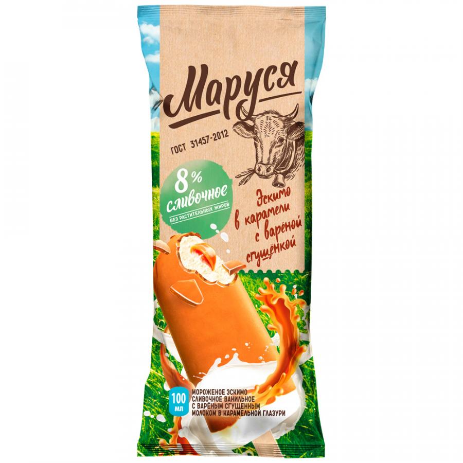 

Мороженое пломбир Маруся в карамельной глазури 8% 60 г