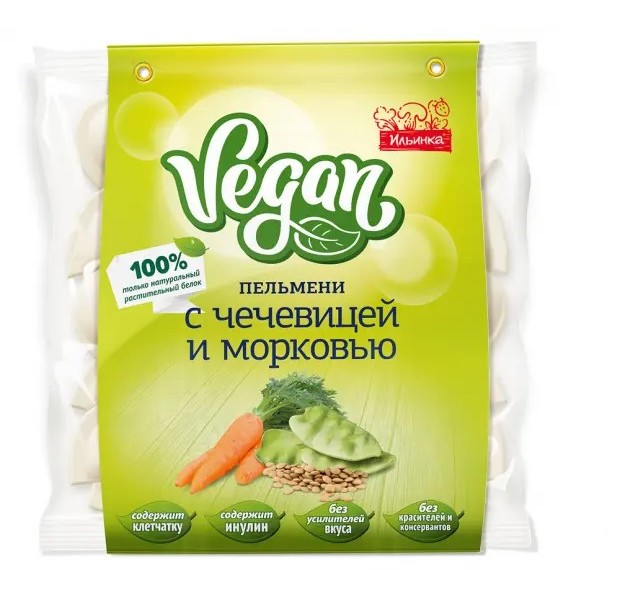 

Пельмени Ильинка Vegan с чечевицей и морковью 450 г