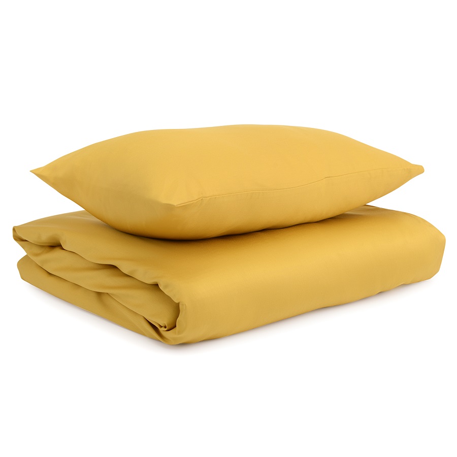 фото Комплект постельного белья горчичного цвета essential, 100х120 см tkano