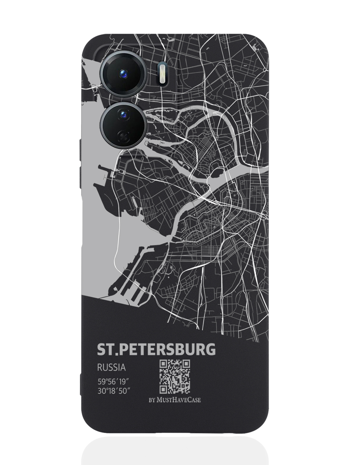 

Чехол MustHaveCase для Vivo Y16 Карта Санкт-Петербурга черный, Серый;черный
