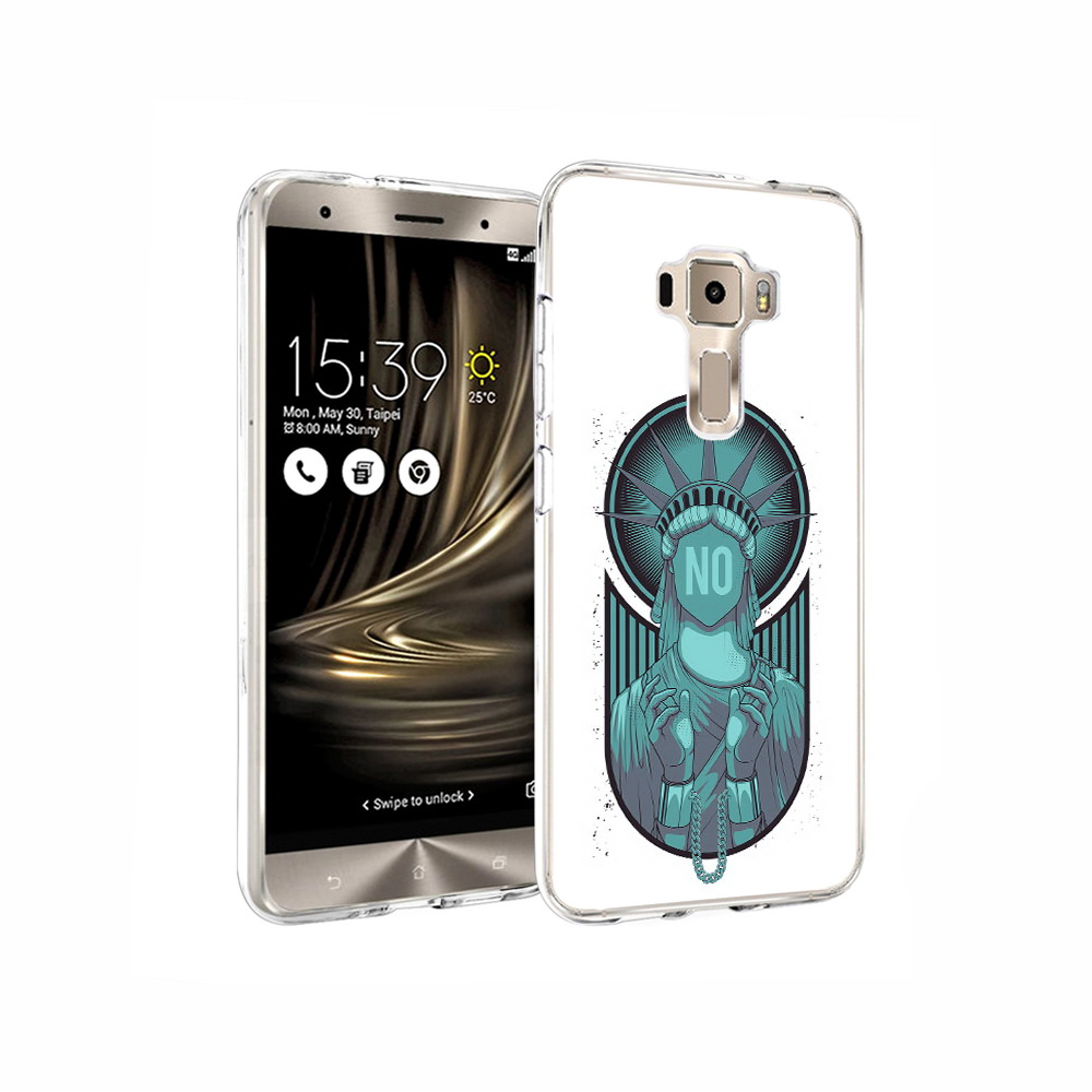 

Чехол MyPads Tocco для Asus ZenFone 3 статуя свободы зеленый, Прозрачный, Tocco