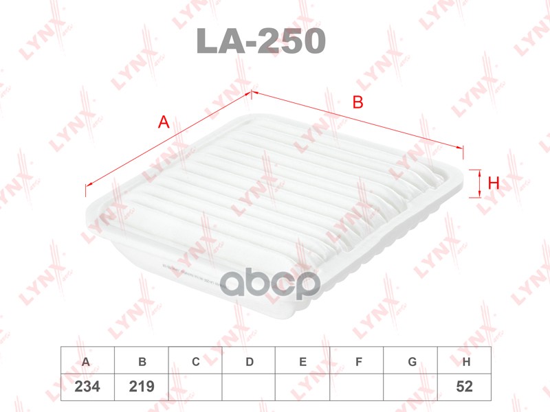 

Фильтр Возд.Mitsubishi Galant 2.4 03> LYNXauto арт. LA-250