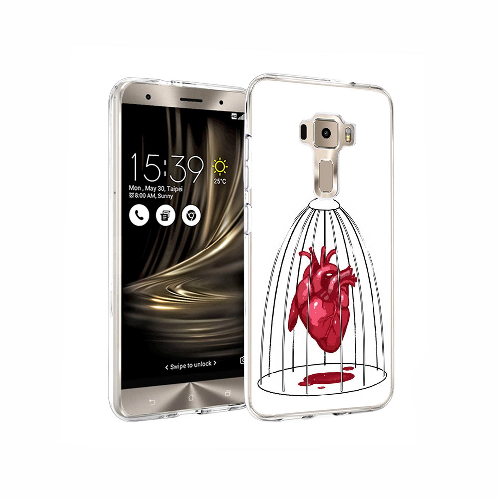 Чехол MyPads Tocco для Asus ZenFone 3 сердце в клетке