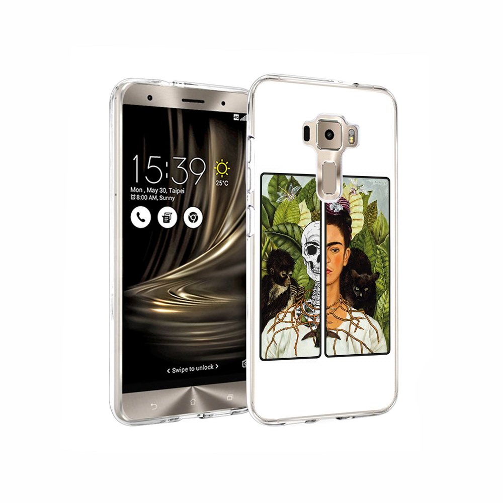 Чехол MyPads Tocco для Asus ZenFone 3 сдвоенная картинка девушка скелет