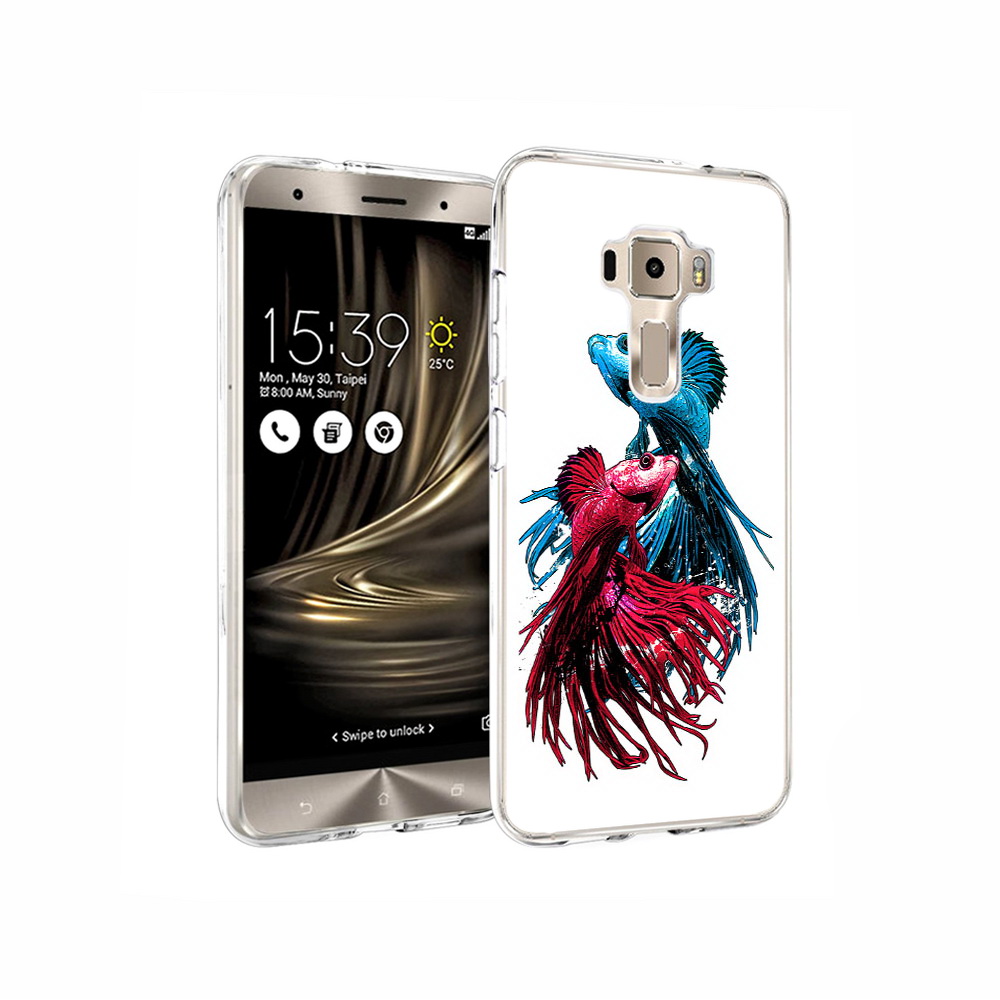 Чехол MyPads Tocco для Asus ZenFone 3 рыбы петушки