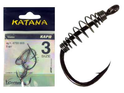 

Крючок KATANA КАРП 4733 size 4N с пружинкой в упак.5шт