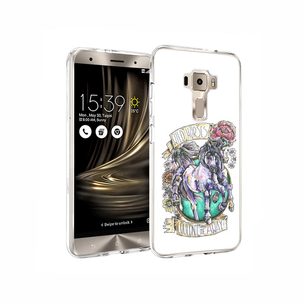 

Чехол MyPads Tocco для Asus ZenFone 3 рисунок коней в цветах, Прозрачный, Tocco