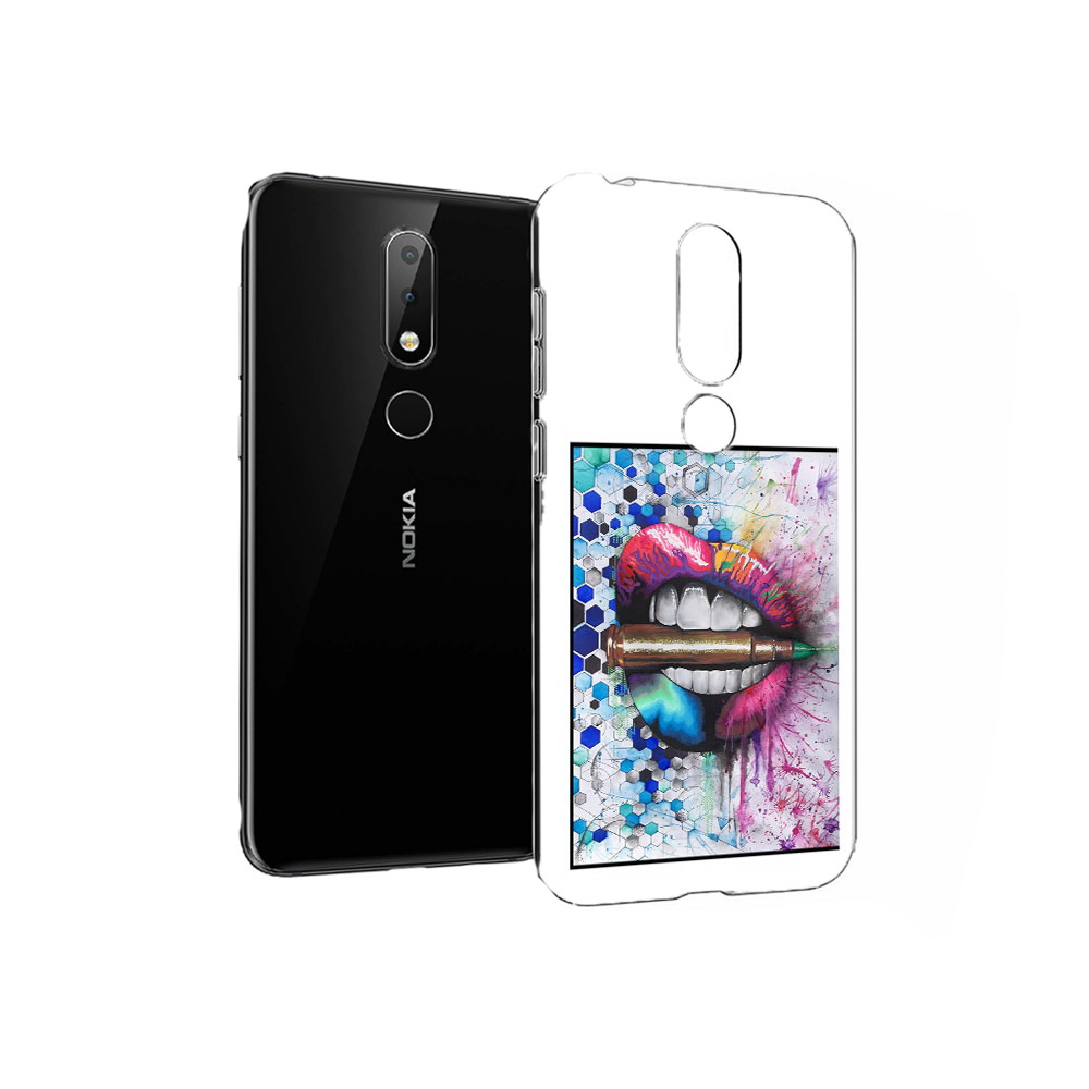 

Чехол MyPads Tocco для Nokia X6 разноцветные губы с пулей (PT115295.99.571), Прозрачный, Tocco