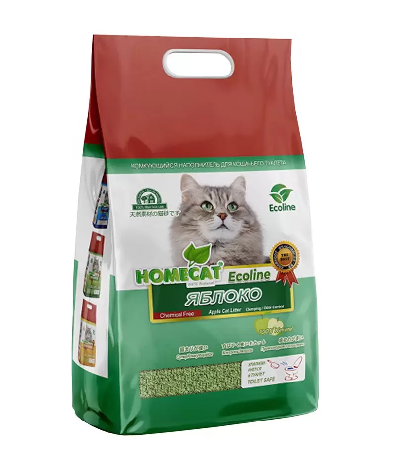 

Комкующийся наполнитель HOMECAT Ecoline кукурузный, яблоко, 4 шт по 12 л