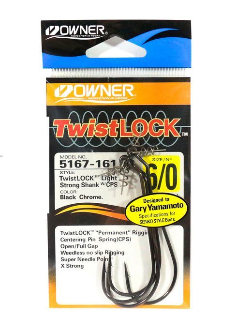 

Одинарные крючки Owner офсетные №6/0, Черный, Twistlock Light 5167