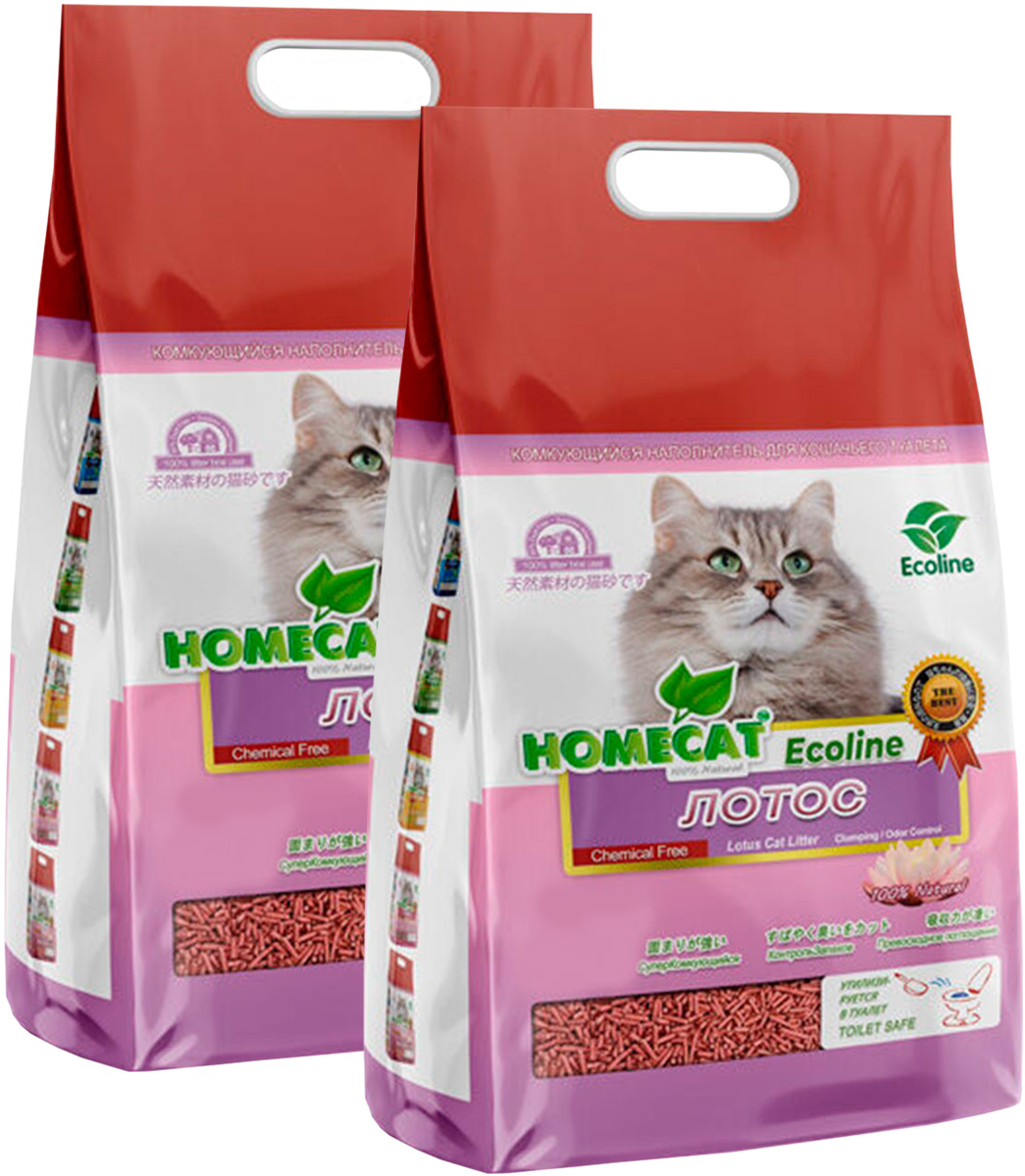 Комкующийся наполнитель HOMECAT Ecoline соевый, лотос, 2 шт по 12 л