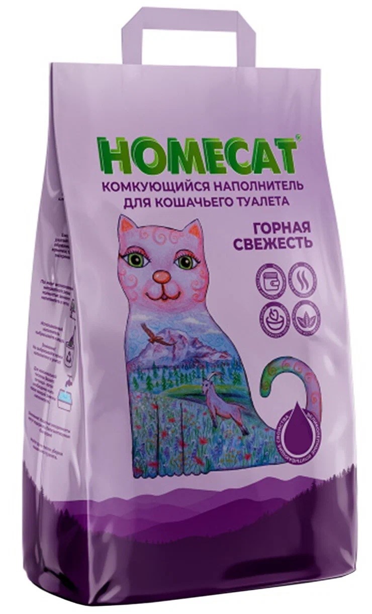 

Комкующийся наполнитель HOMECAT бентонитовый, 2 шт по 3 кг