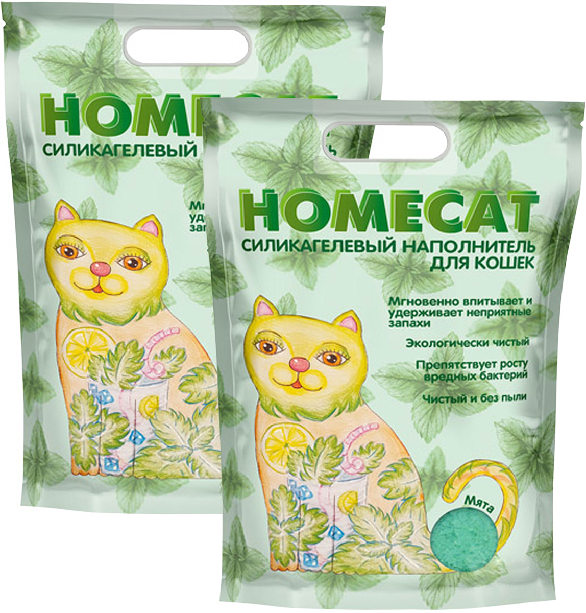 фото Homecat homecat мята наполнитель силикагелевый для туалета кошек (3,8 + 3,8 л)