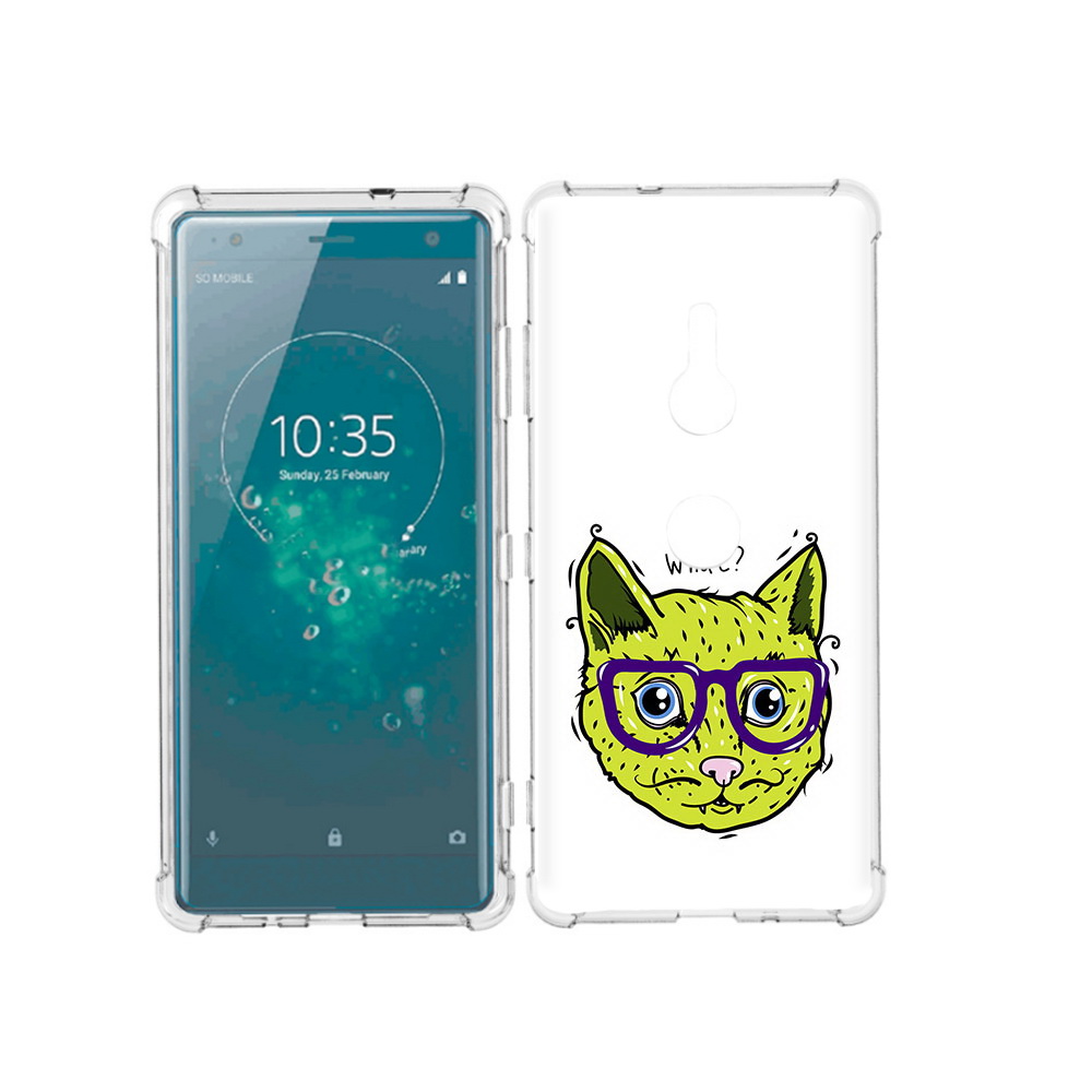 

Чехол MyPads Tocco для Sony Xperia XZ3 Зеленый кот, Прозрачный, Tocco