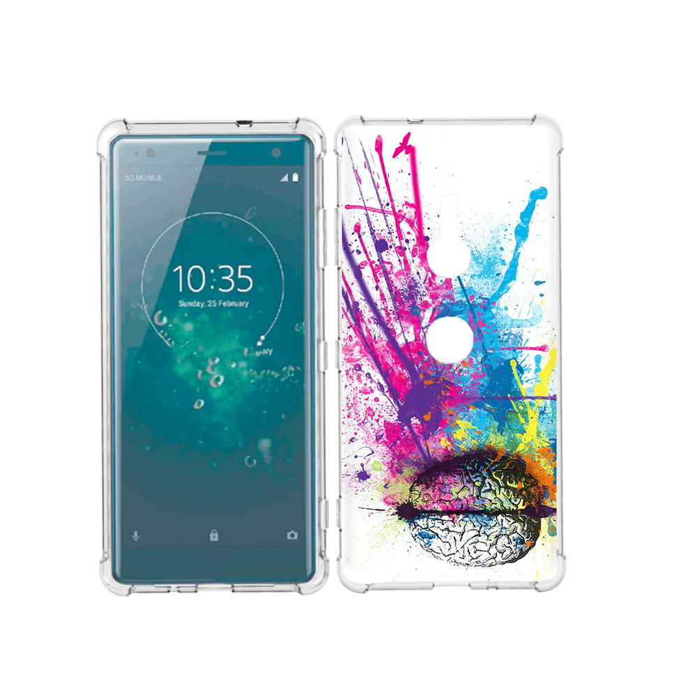 

Чехол MyPads Tocco для Sony Xperia XZ3 яркий красочный мозг, Прозрачный, Tocco