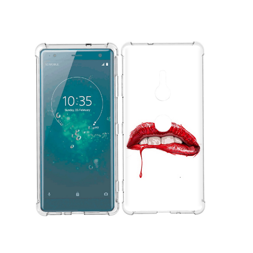

Чехол MyPads Tocco для Sony Xperia XZ3 яркие красные губы, Прозрачный, Tocco