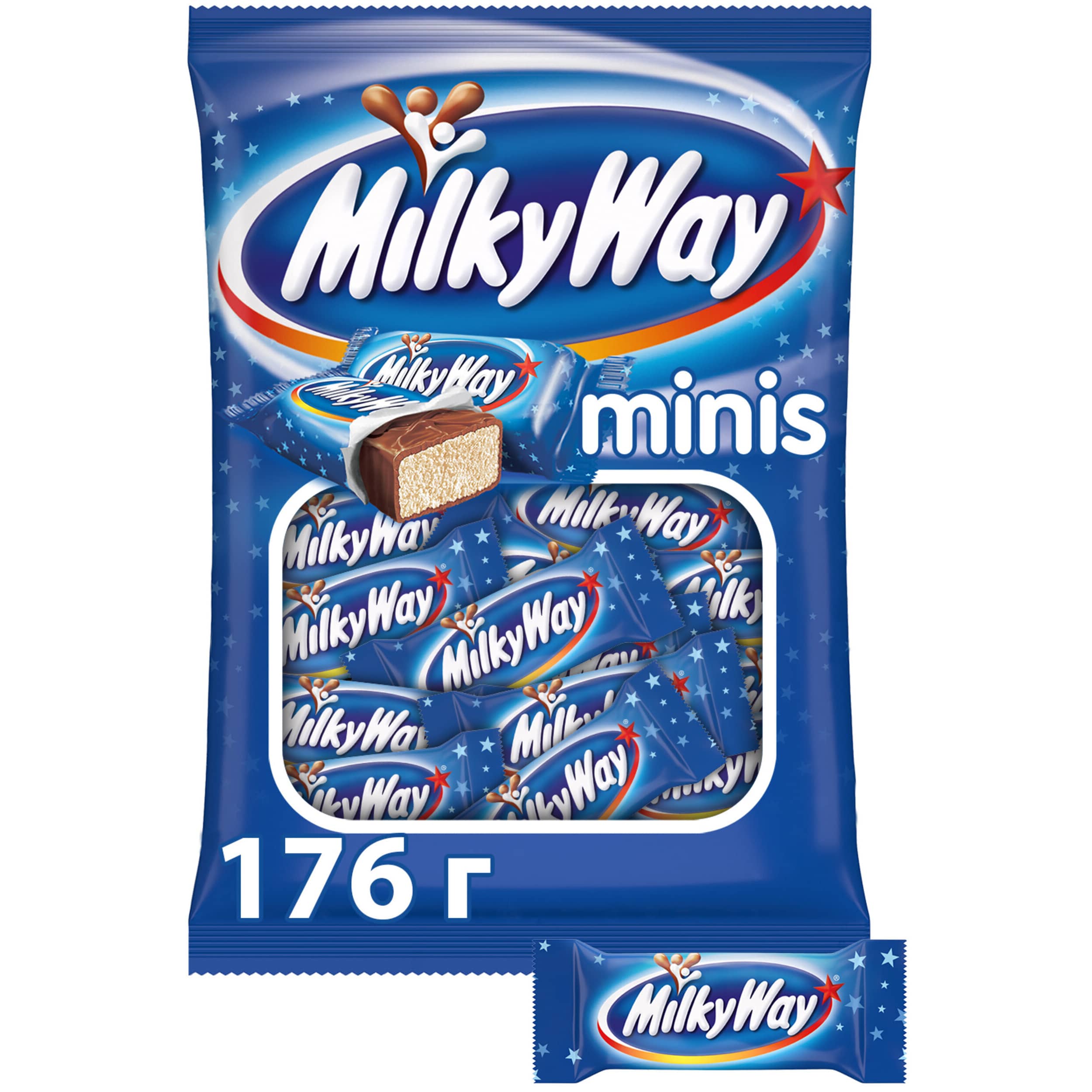 Конфеты Milky Way Minis батончики, шоколадные, 176 г