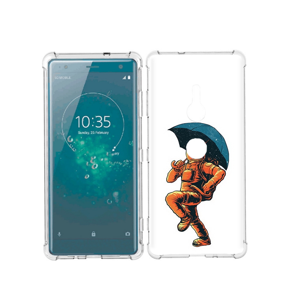 

Чехол MyPads Tocco для Sony Xperia XZ3 шагающий космонавт с зонтом, Прозрачный, Tocco