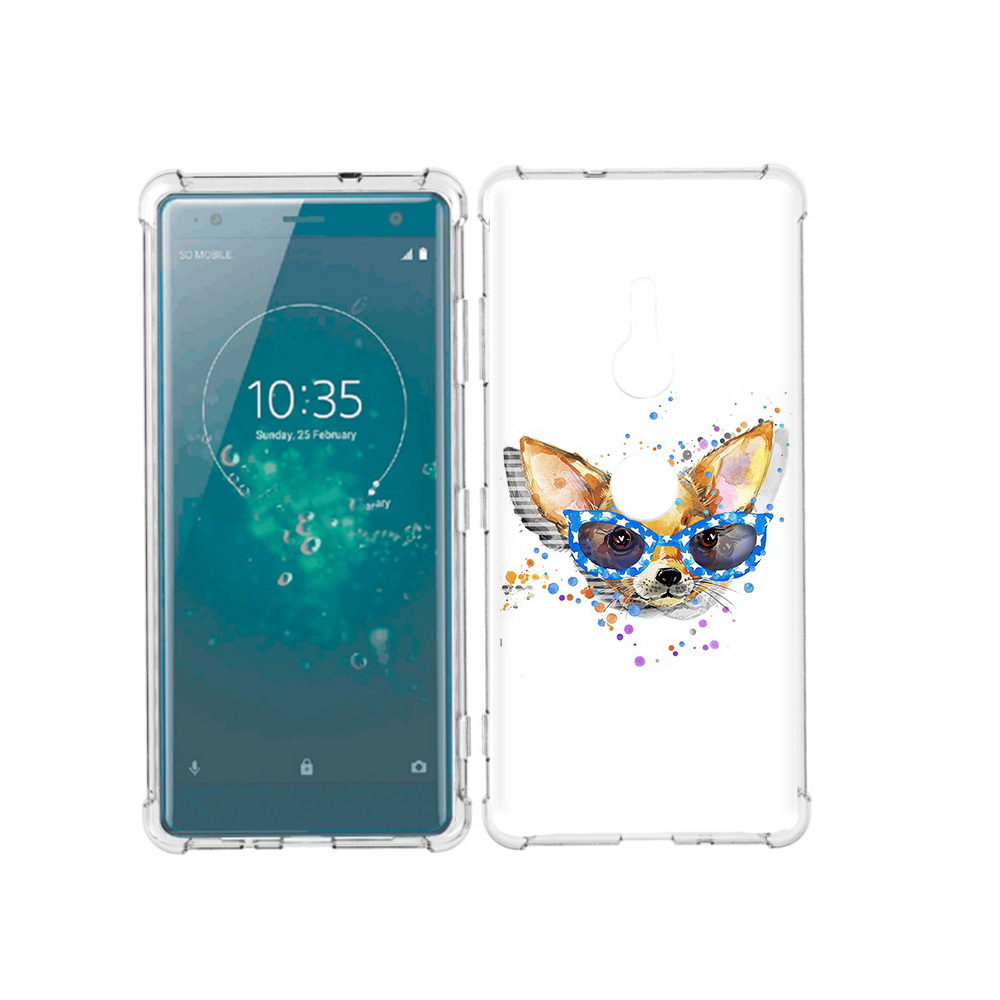 

Чехол MyPads Tocco для Sony Xperia XZ3 чихуа-хуа в очках, Прозрачный, Tocco