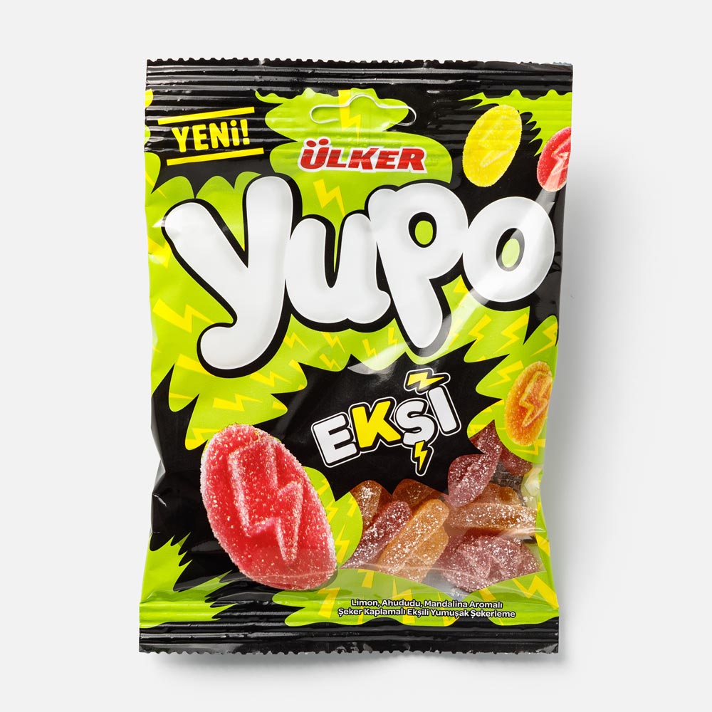 

Из Турции: Конфеты ulker Yupo Eksi мягкие, со вкусом лимона, малины и мандарина, 65 г