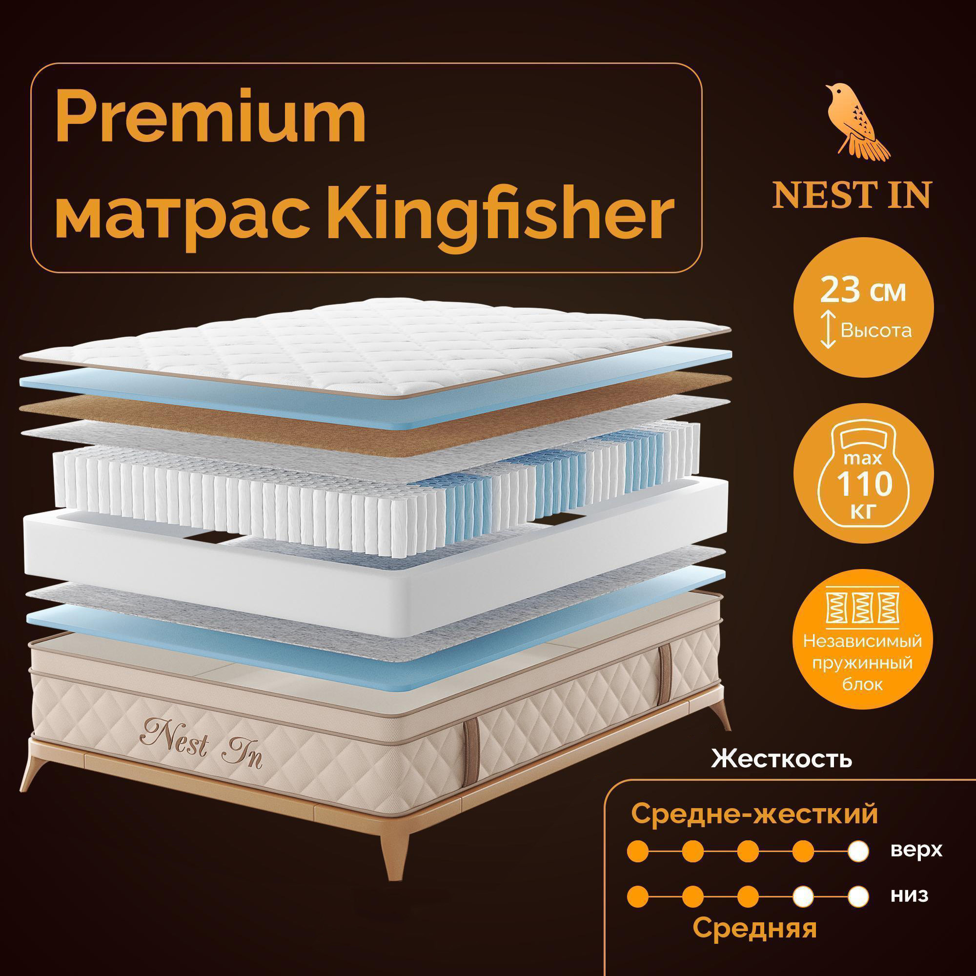 Матрас беспружинный Nest In Kingfisher 140х200