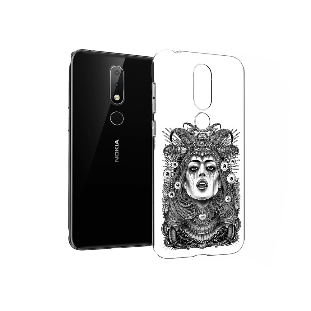 

Чехол MyPads Tocco для Nokia X6 портрет девушки черно белый (PT115295.99.551), Прозрачный, Tocco