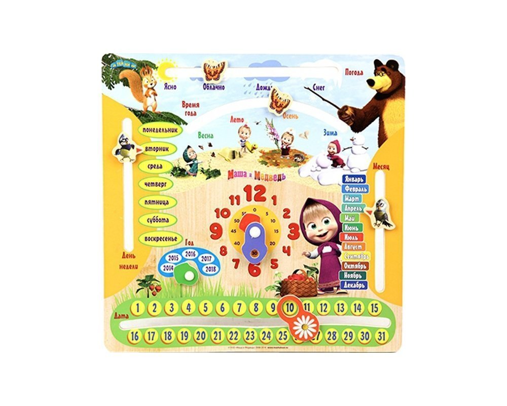 Игрушка Маша и Медведь Логика Машин календарь , дерево, в пленке GT8577