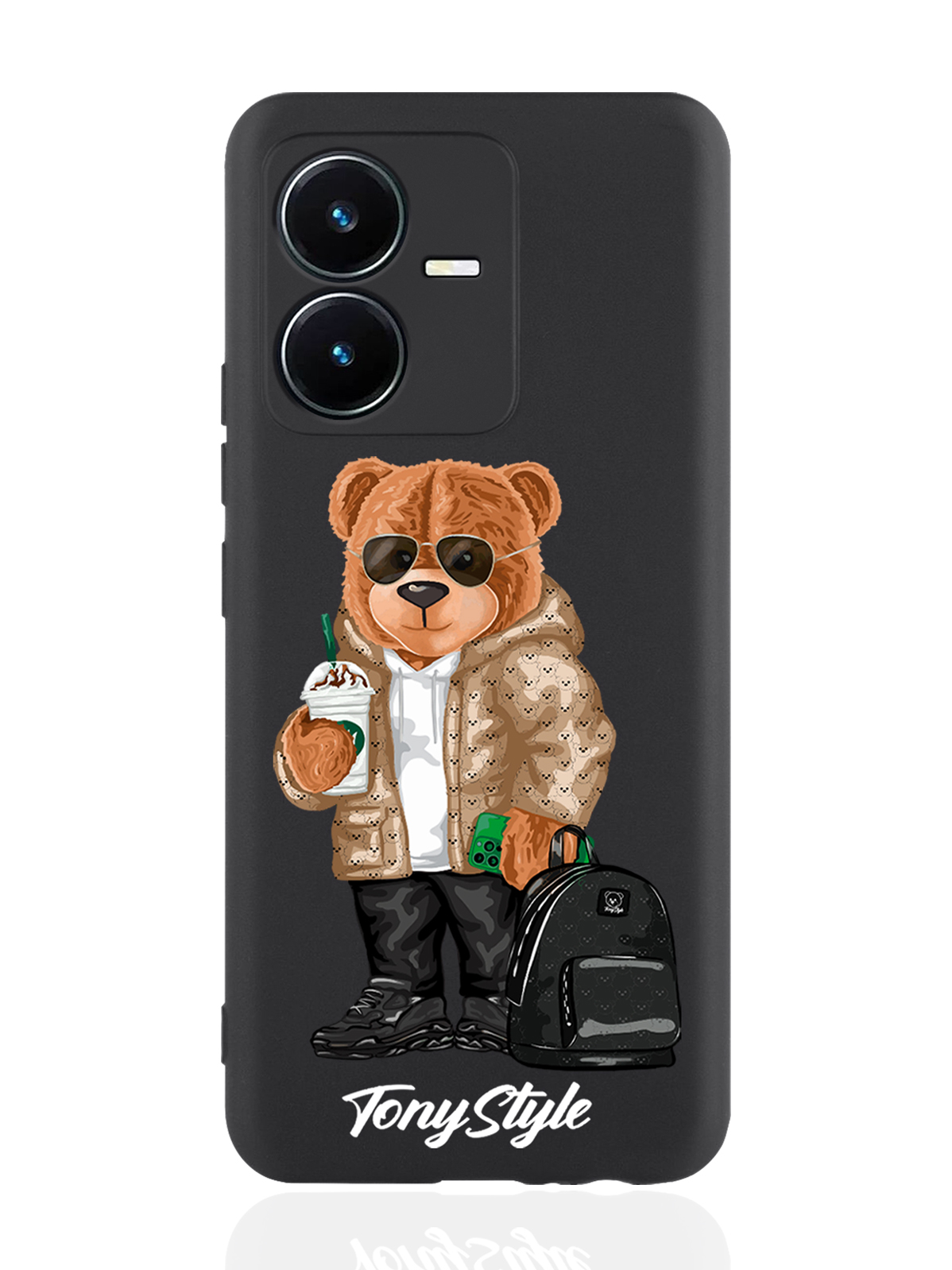 

Чехол Tony Style для Vivo Y22 Tony Style в очках черный, Коричневый;черный;белый