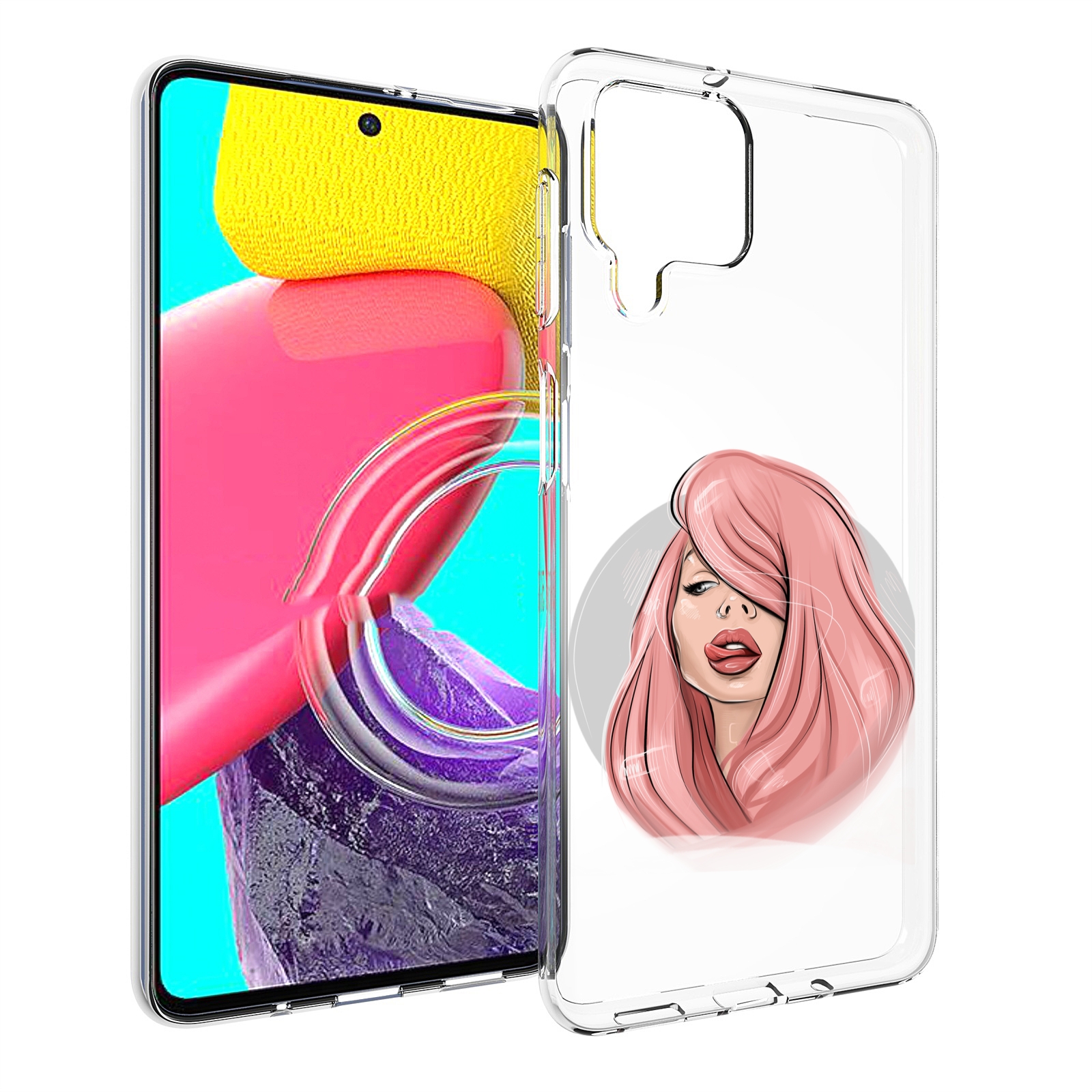 

Чехол Mypads Лицо-Девушки-С-Розовыми-Волосами Женский Для Samsung Galaxy M53 (Sm-M536), Прозрачный, Tocco
