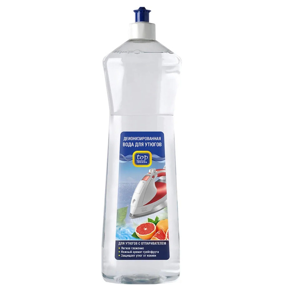 Деионизированная вода TOP HOUSE для утюгов с отпаривателем с ароматом грейпфрута, 1 л парфюмированная вода для утюгов и парогенераторов brezo