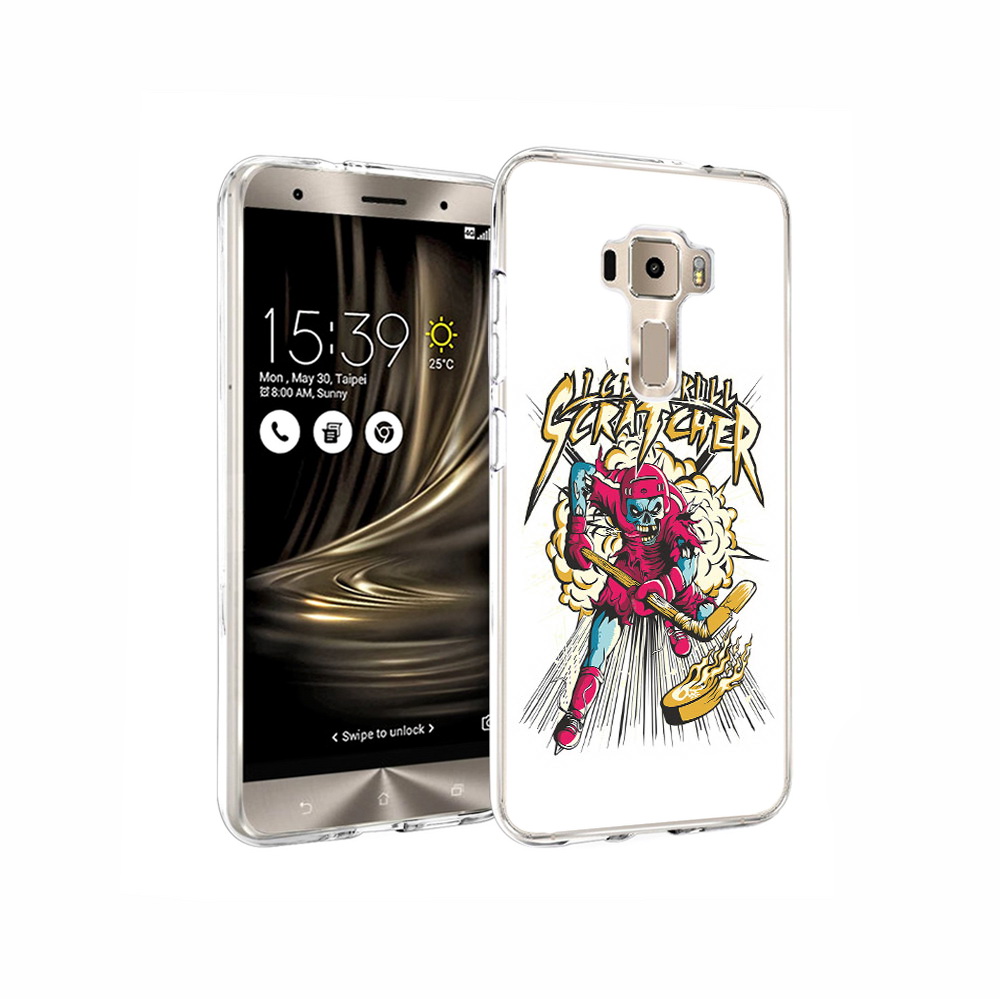 

Чехол MyPads Tocco для Asus ZenFone 3 нарисованный скелет хоккеист, Прозрачный, Tocco