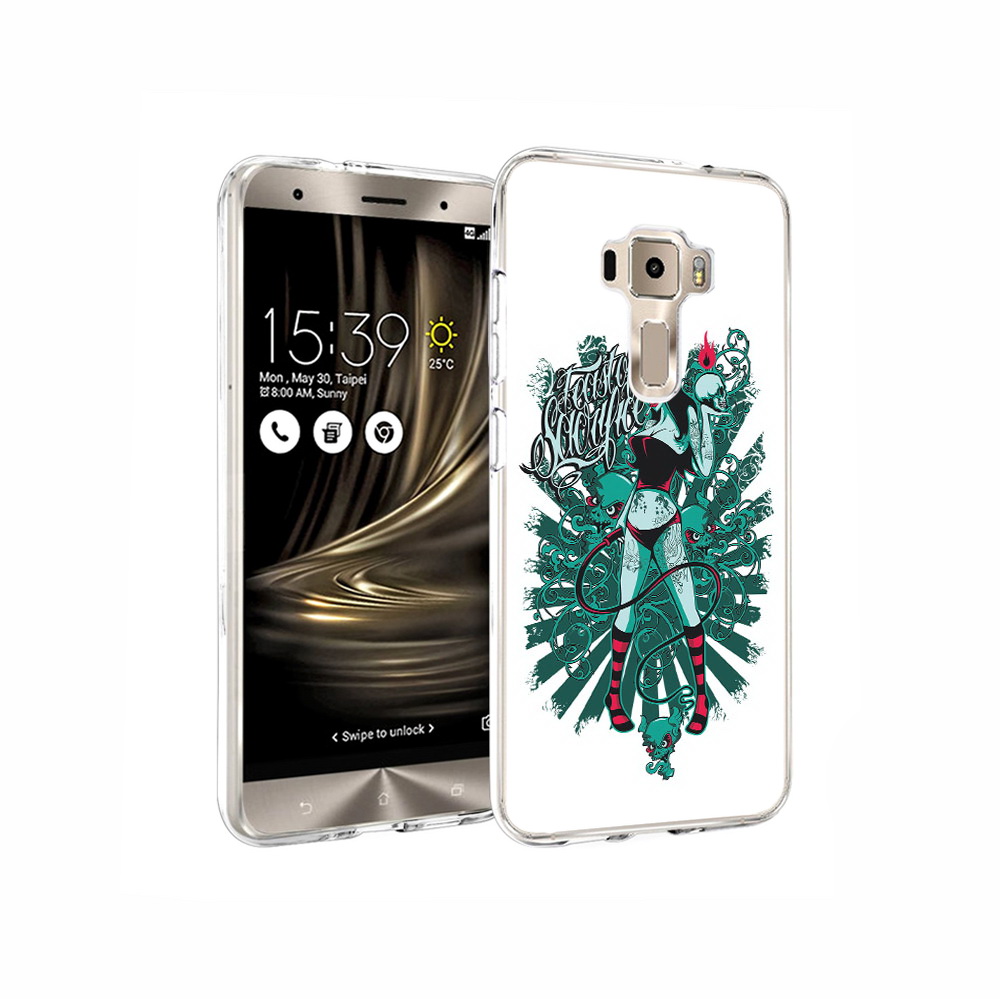 

Чехол MyPads Tocco для Asus ZenFone 3 нарисованная девушка в татуировках, Прозрачный, Tocco