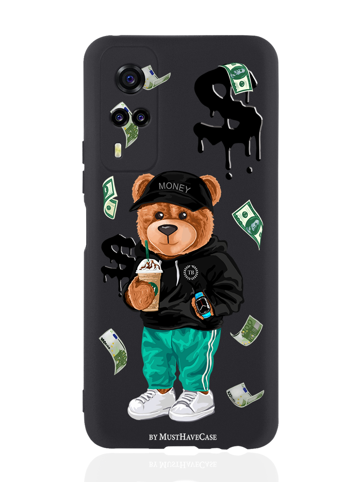 

Чехол MustHaveCase для Vivo Y31/Y53S Tony Bear/ Мишка Тони черный, Черный;зеленый;коричневый